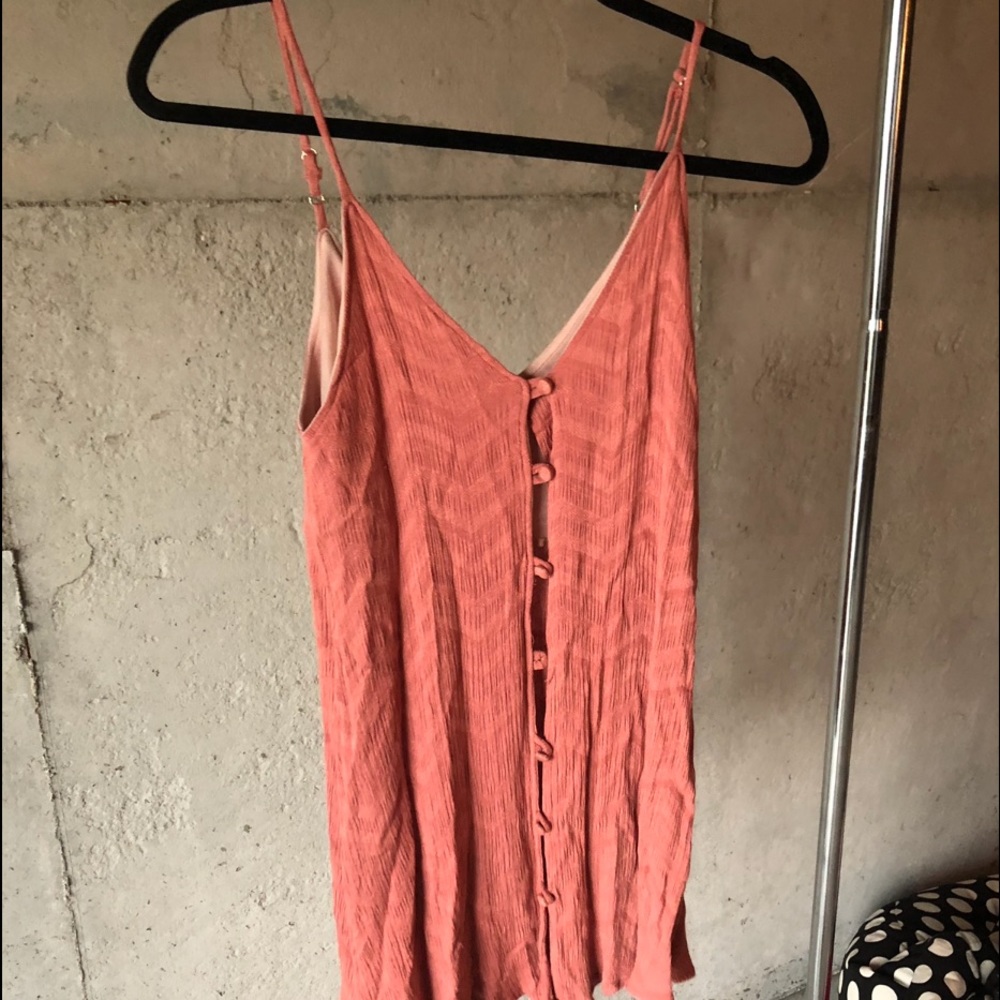 Peach spaghetti strap button up shirt